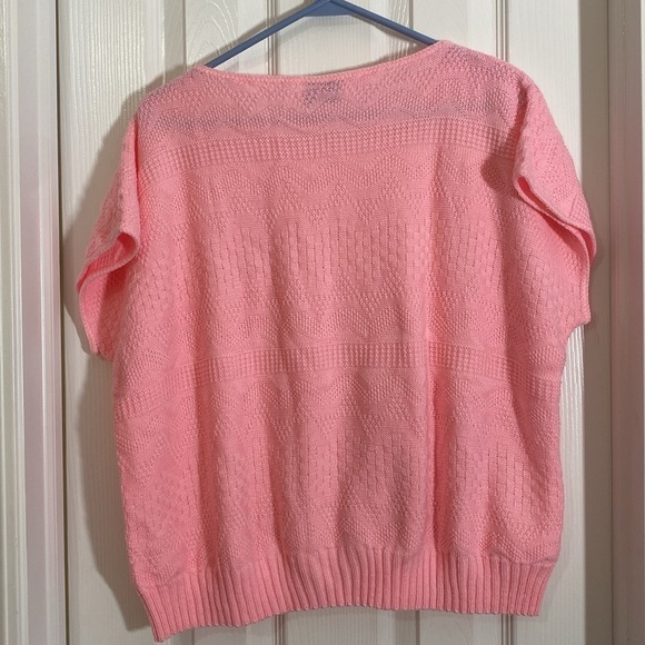 Vintage Brunny 80s Pink Textured Short sleeve sweater top - Picture 2 of 5